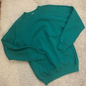 VINTAGE 80s 90s Turquoise Sweatshirt